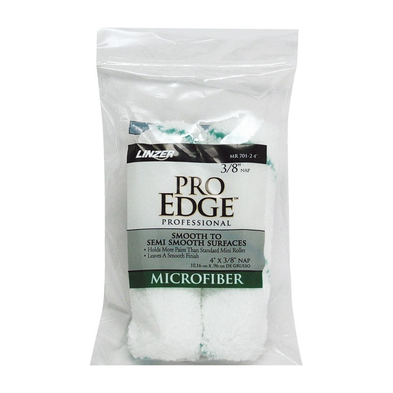 Linzer Pro Edge Microfiber Paint Roller Cover 3/8 in. L x 4 in. W 2 pk
