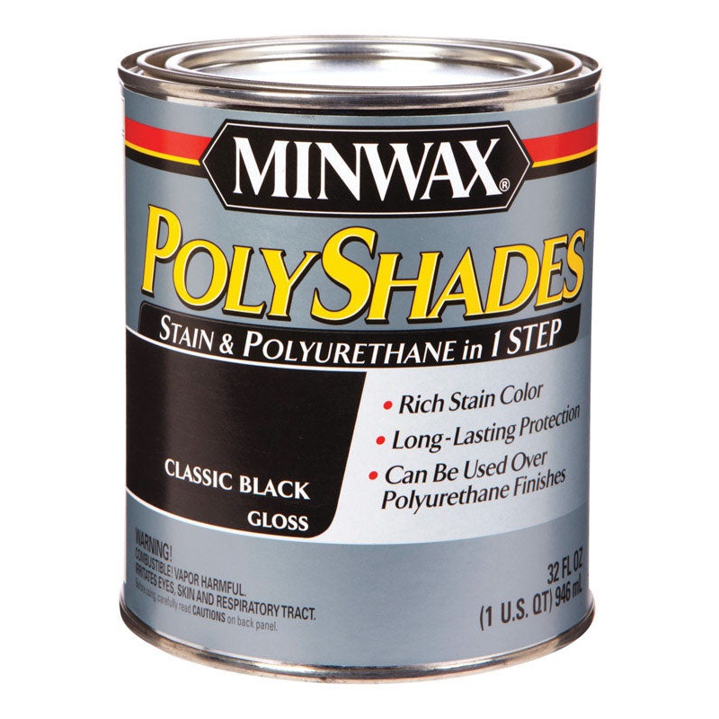 Minwax PolyShades Transparent Polyurethane Polyuethane Stain Classic Black 1 qt.
