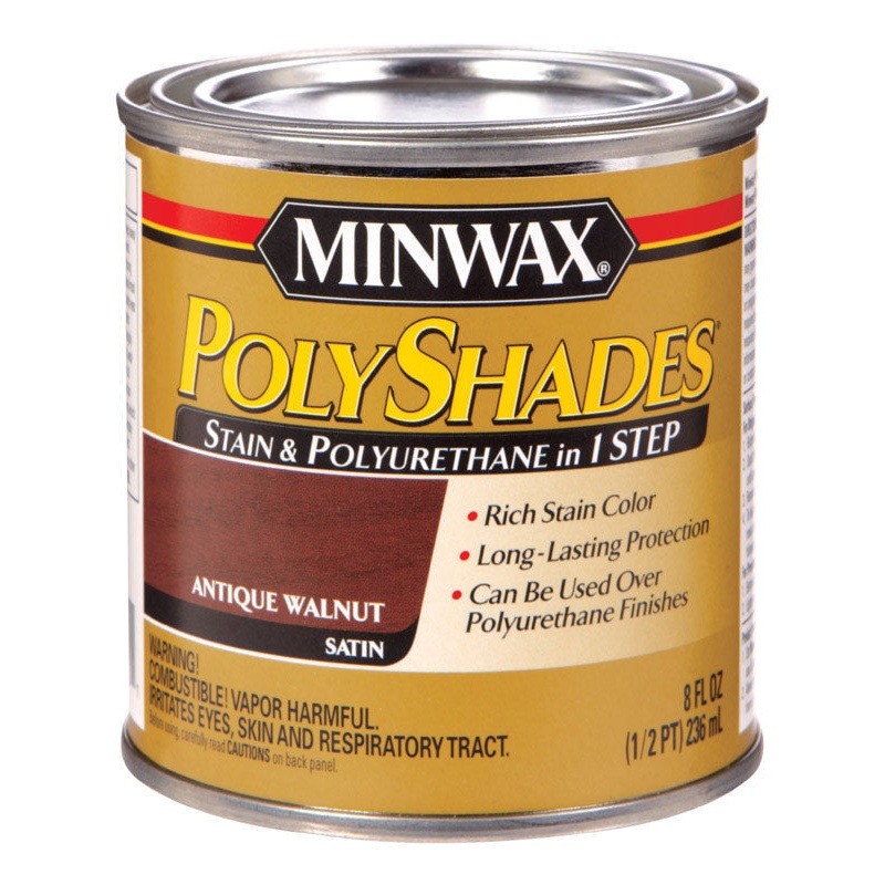 Minwax PolyShades Transparent Polyurethane Polyurethane Stain Antique Walnut 1/2 pt.