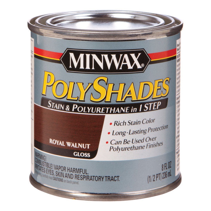 Minwax PolyShades Transparent Polyurethane Polyurethane Stain Royal Walnut 1/2 pt.