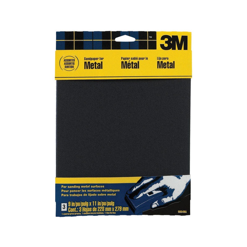 3M Emery Cloth Sandpaper 11 in. L Assorted 3 pk