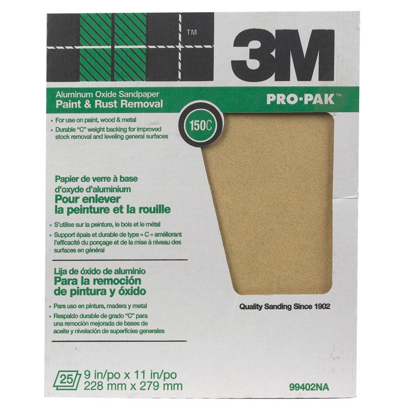 3M Pro-Pak Aluminum Oxide Sandpaper 11 in. L 150 Grit Fine 1 pc.