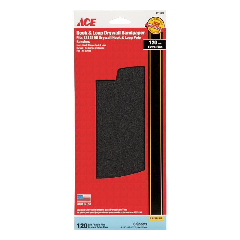Ace Silicon Carbide Sandpaper 10-1/2 in. L 120 Grit Extra Fine 6 pk