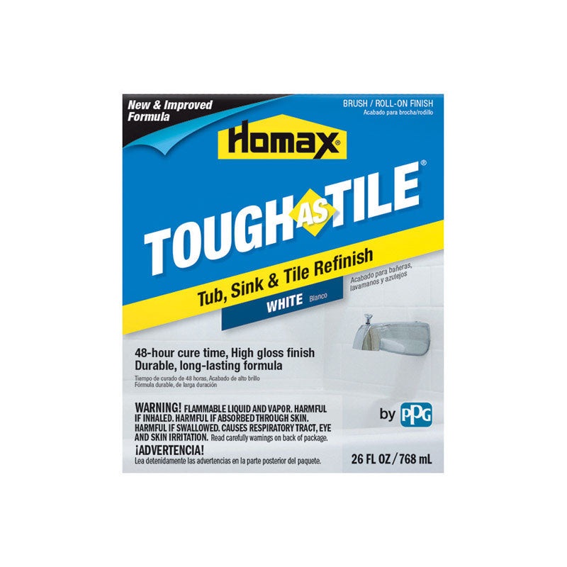 Homax Tough As Tile Epoxy Enamel Brush On Paint Gloss White 26 oz.