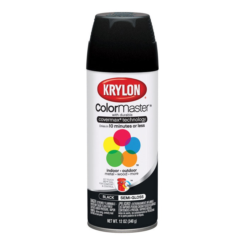 Krylon ColorMaster Black Semi-Gloss Spray Paint 12 oz.