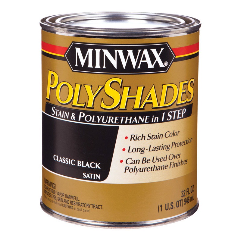 Minwax PolyShades Transparent Polyurethane Polyurethane Stain Classic Black 1 qt