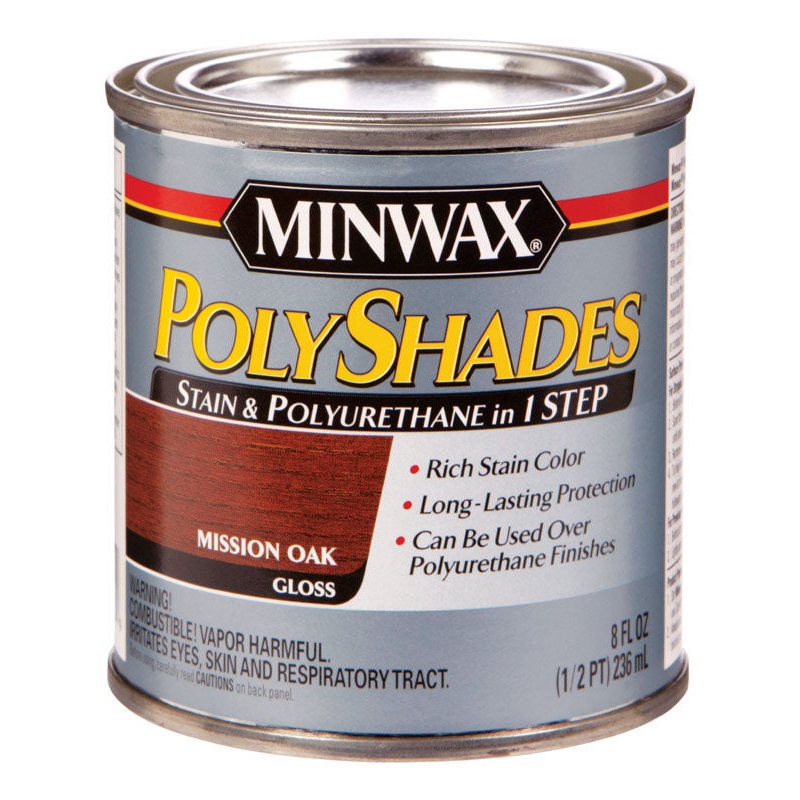 Minwax PolyShades Transparent Polyurethane Polyurethane Stain Mission Oak 1/2 pt.