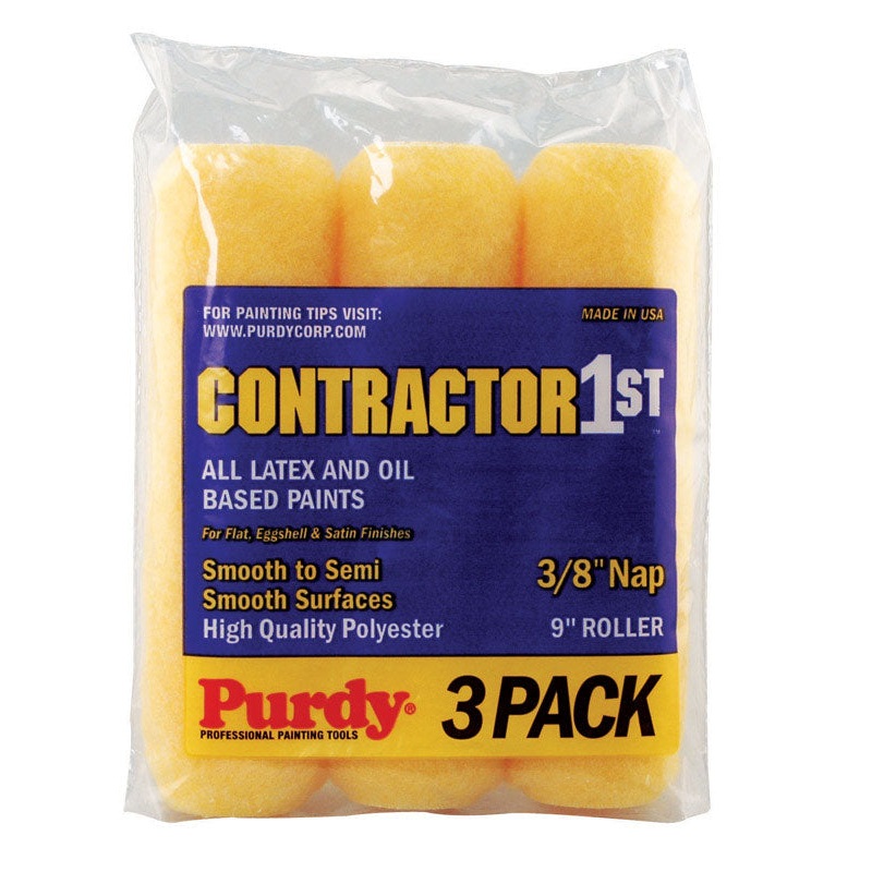 Purdy Contractor 1st Polyester Paint Roller Cover 3/8 in. L x 9 in. W 3 pk