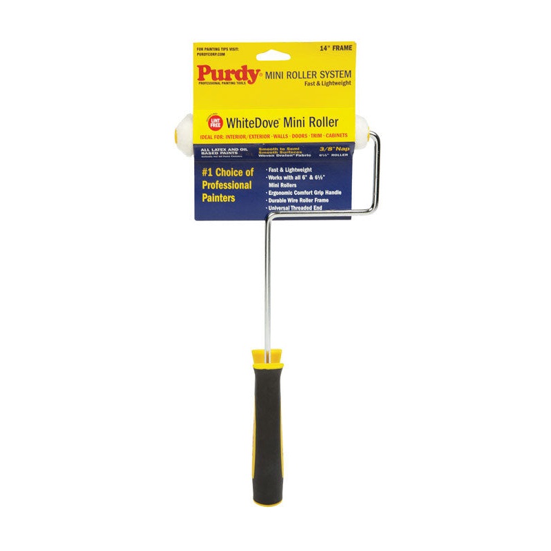 Purdy White Dove Mini Roller and Frame Threaded End 14 in. L For Semi-Smooth Surfaces For walls,
