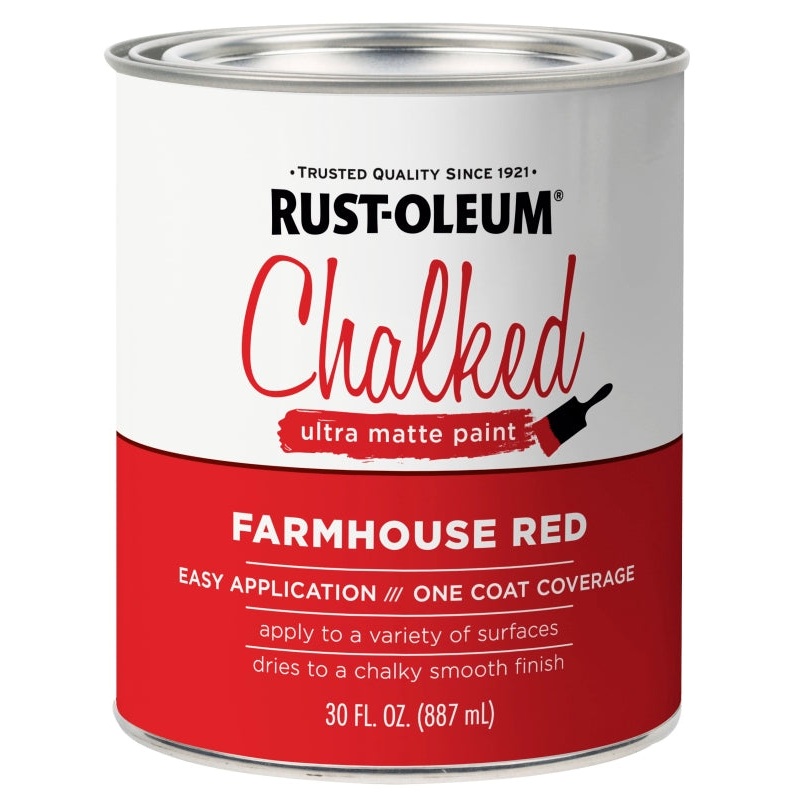 Rust-Oleum 329211 Chalk Spray Paint, Ultra Matte Chalky, Farmhouse Red, 30 oz, Can, Pack of 2