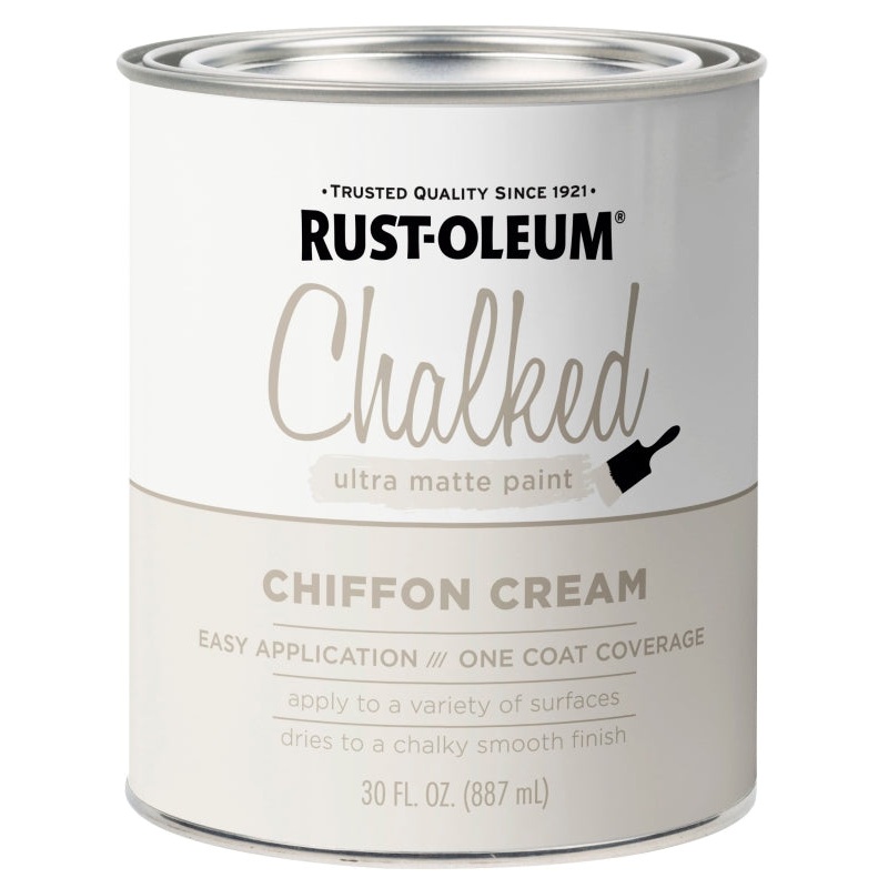 Rust-Oleum 329598 Chalk Paint, Ultra Matte Chalky, Chiffon Cream, 30 oz, Can, Pack of 2