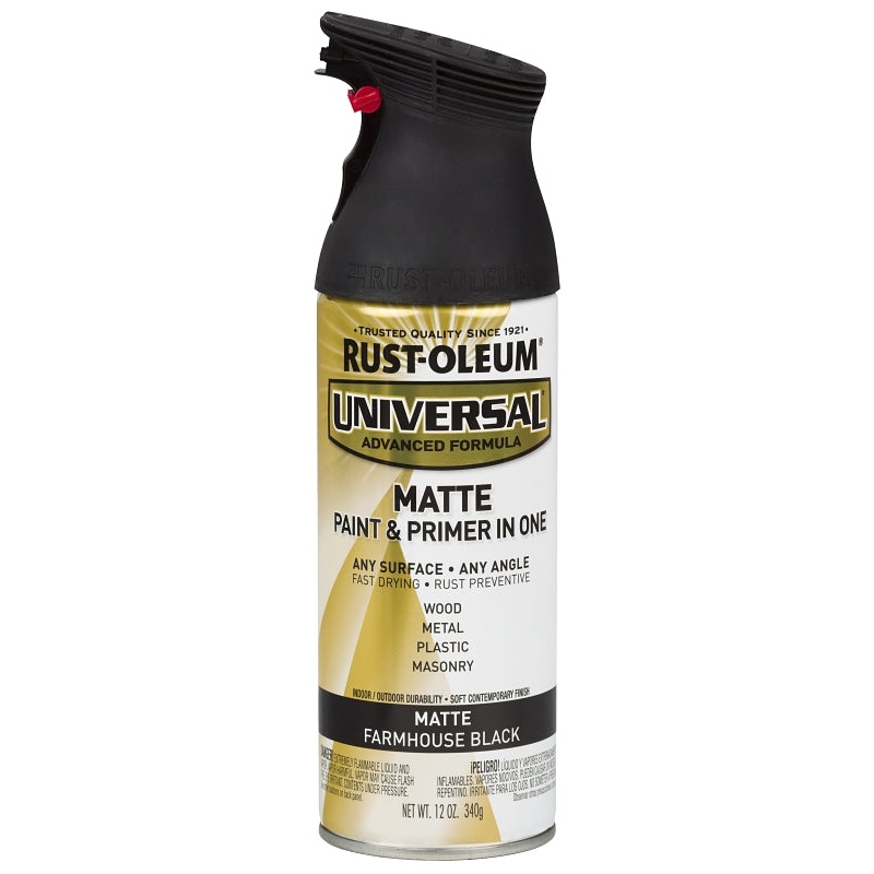 Rust-Oleum 330505 Spray Paint, Flat, Farmhouse Black, 12 oz, Can