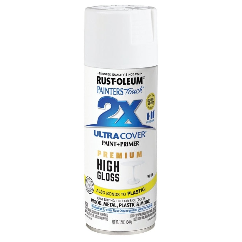 Rust-Oleum 331171 Spray Paint, High-Gloss, White, 12 oz, Can