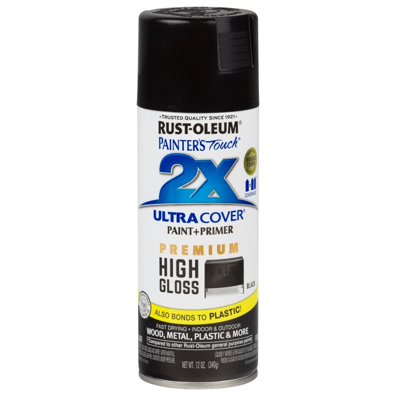 Rust-Oleum 331172 Spray Paint, High-Gloss, Black, 12 oz, Can