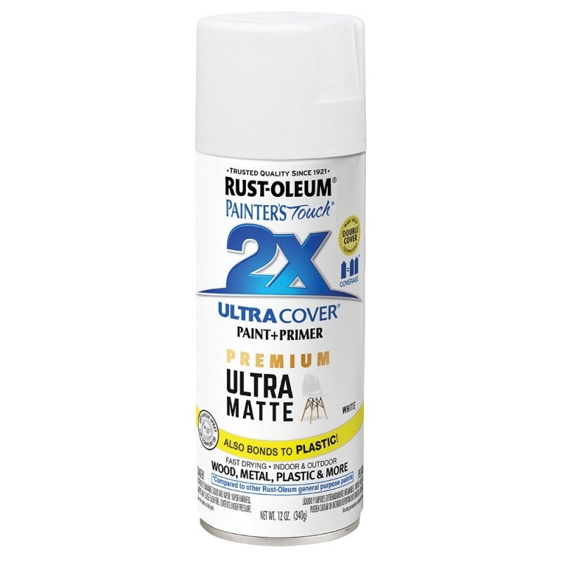 Rust-Oleum 331181 Spray Paint, Matte, White, 12 oz, Can