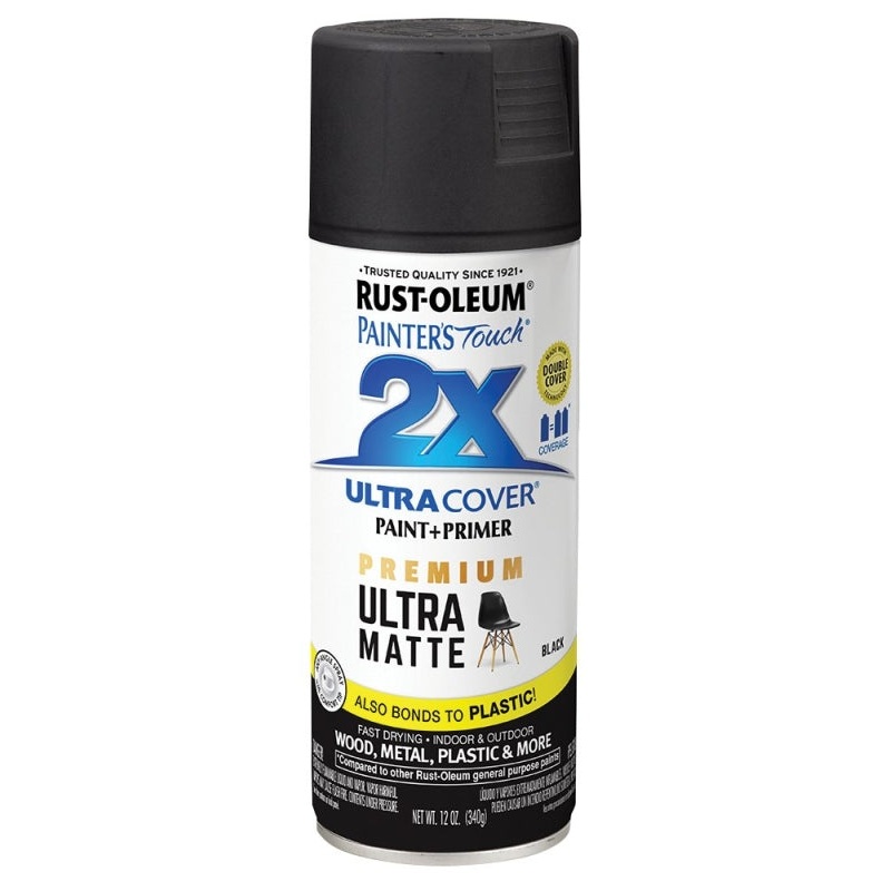 Rust-Oleum 331182 Spray Paint, Matte, Black, 12 oz, Can
