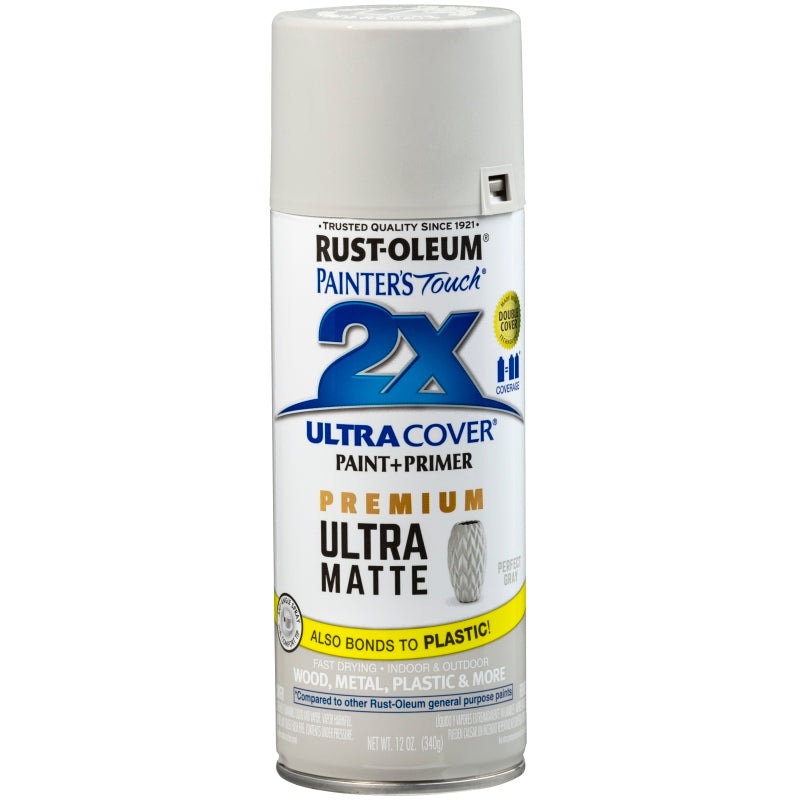 Rust-Oleum 331184 Spray Paint, Matte, Gray, 12 oz, Can