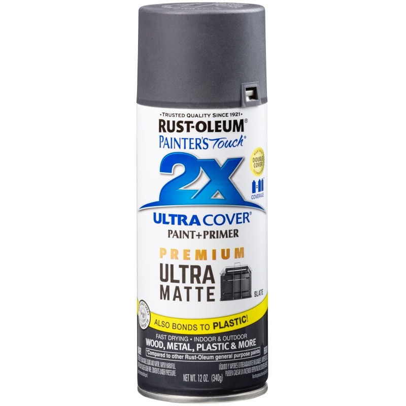 Rust-Oleum 331187 Spray Paint, Matte, Slate, 12 oz, Can