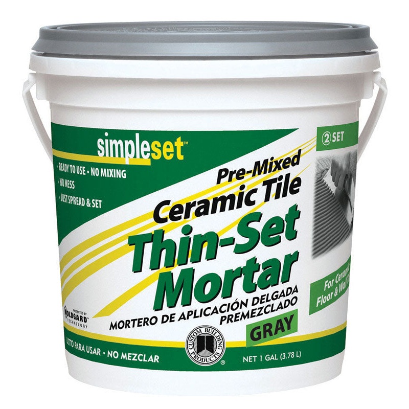 Simpleset Pre-Mixed Ceramic Tile Gray Thin-Set Mortar 1 gal.