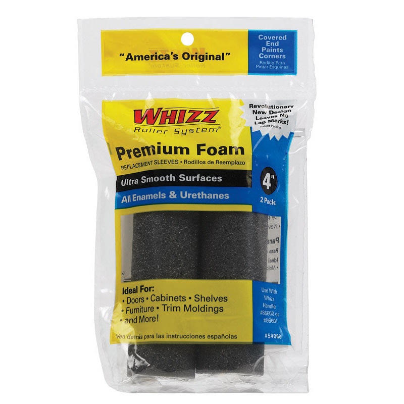 Whizz Premium Foam Paint Roller Cover 4 in. W 2 pk