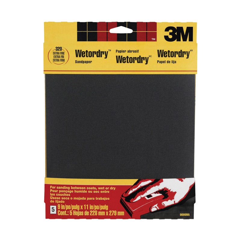 3M Silicon Carbide Sandpaper 11 in. L 320 Grit Extra Fine 5 pk