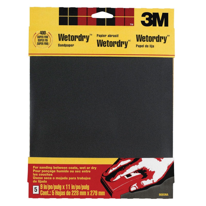 3M Silicon Carbide Sandpaper 11 in. L 400 Grit Super Fine 5 pk
