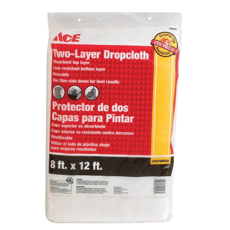 ACE Light Weight Plastic Two-Layer Drop Cloth 12 ft. L x 8 ft. W