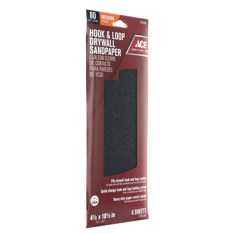 Ace Silicon Carbide Sandpaper 10-1/2 in. L 80 Grit Medium 6 pk