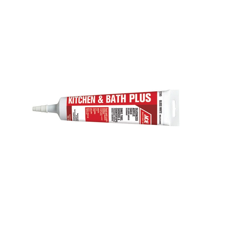 Ace Siliconized Acrylic Kitchen and Bath Adhesive Caulk White 5.5 oz.