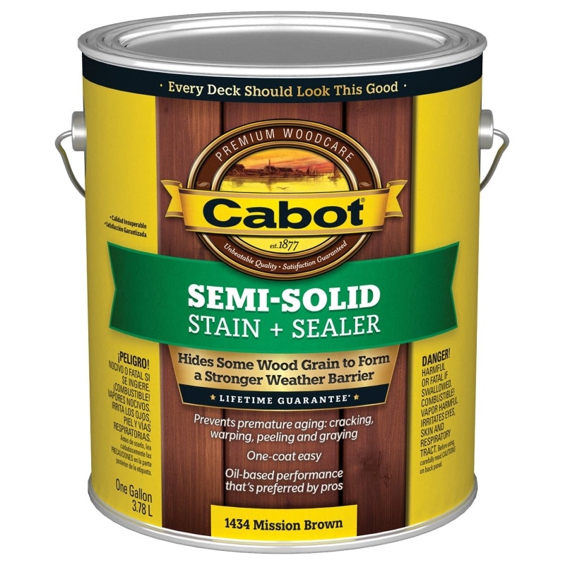 Cabot 140.0001434.007 Deck and Siding Stain, Mission Brown, Liquid, 1 gal, Pack of 4