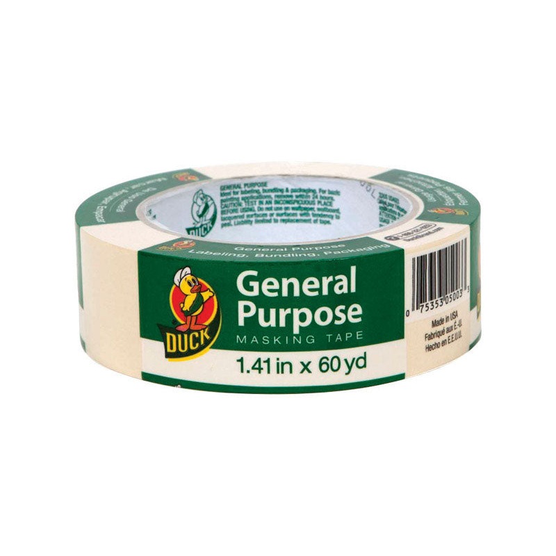 Duck 1.41 in. W x 60 yd. L General Purpose Masking Tape Regular Strength Beige 1 pk