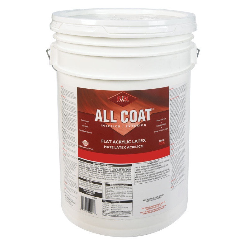 H&K Company All Coat Interior/Exterior Acrylic Latex Paint Basic White Flat 5 gal.