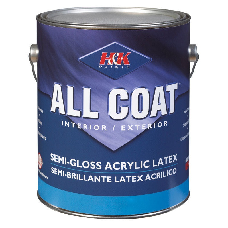 H&K Company All Coat Interior/Exterior Acrylic Latex Paint Basic White Semi-Gloss 1 gal.