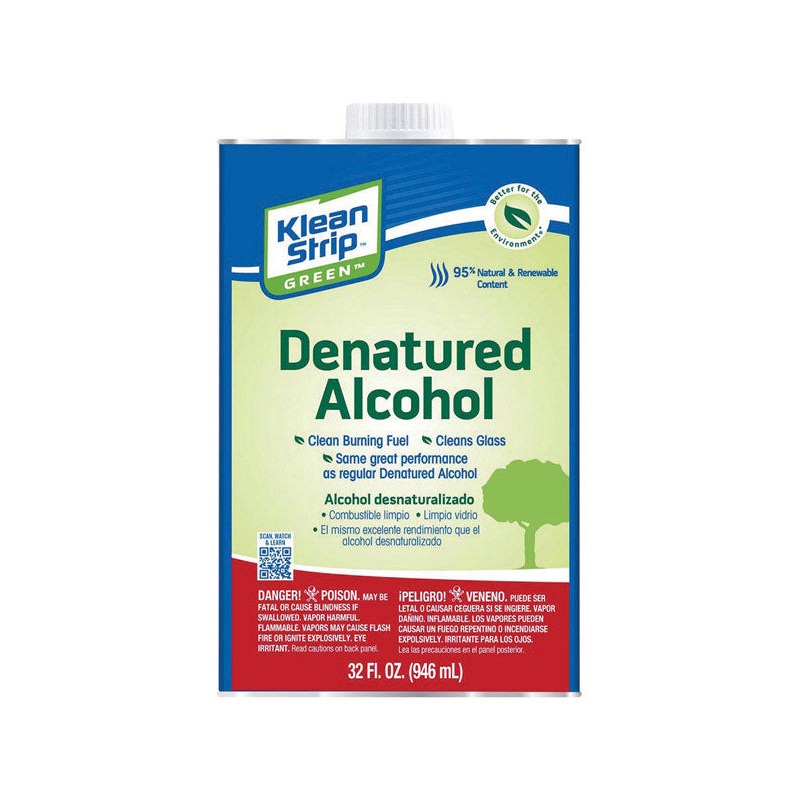 Klean Strip Green Denatured Alcohol Clean Burning Fuel 32 oz.