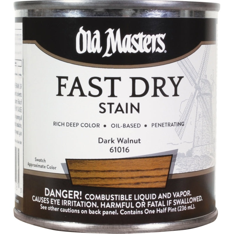Old Masters 61016 Fast Dry Stain, Dark Walnut, Liquid, 1/2 pt