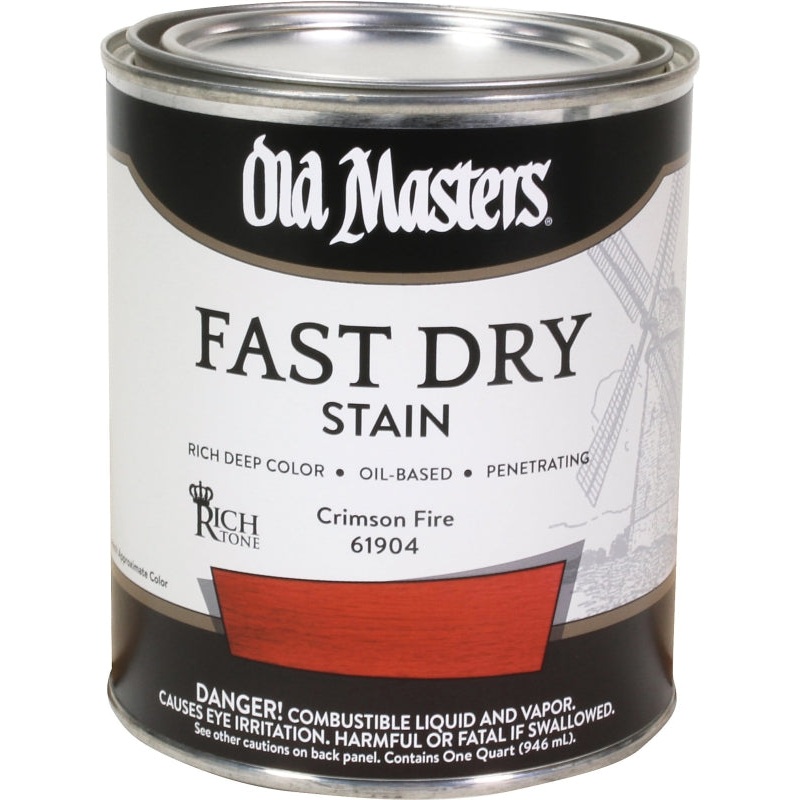 Old Masters 61904 Fast Dry Stain, Crimson Fire, Liquid, 1 qt