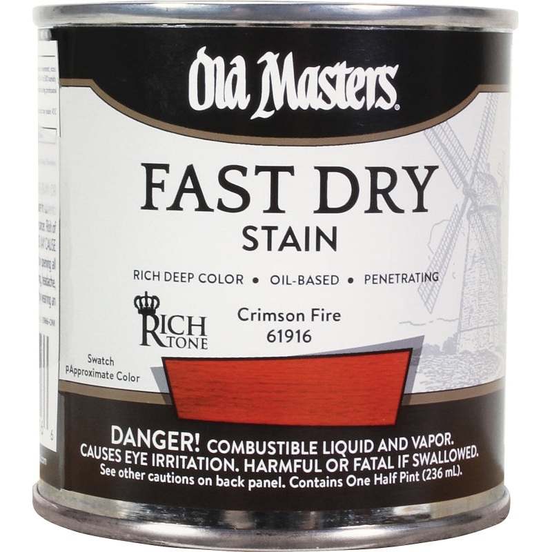 Old Masters 61916 Fast Dry Stain, Crimson Fire, Liquid, 1/2 pt