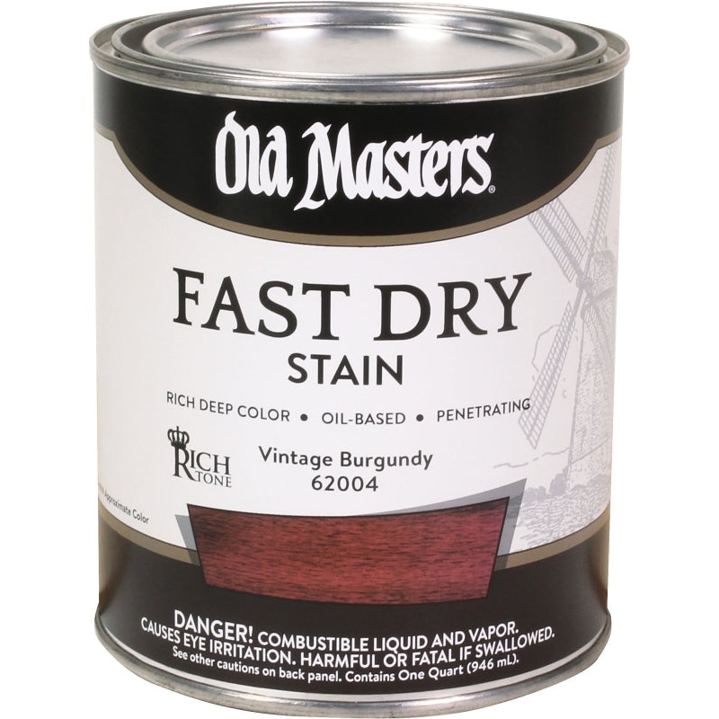 Old Masters 62004 Fast Dry Stain, Vintage Burgundy, Liquid, 1 qt