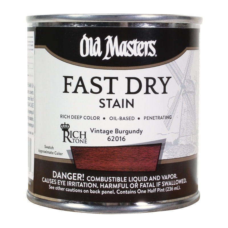 Old Masters 62016 Fast Dry Stain, Vintage Burgundy, Liquid, 1/2 pt