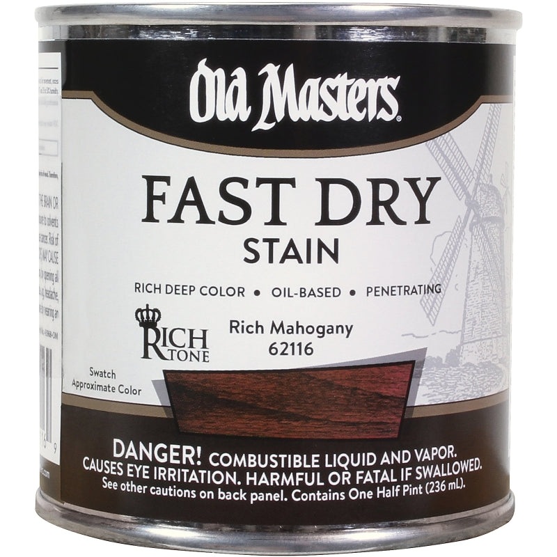 Old Masters 62116 Fast Dry Stain, Rich Mahogany, Liquid, 1/2 pt