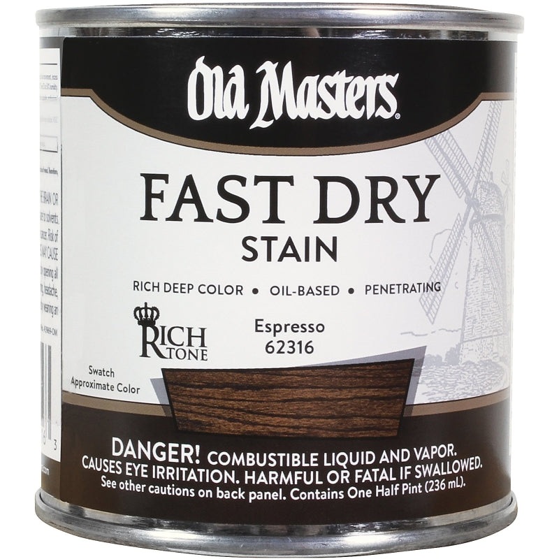 Old Masters 62316 Fast Dry Stain, Espresso, Liquid, 1/2 pt