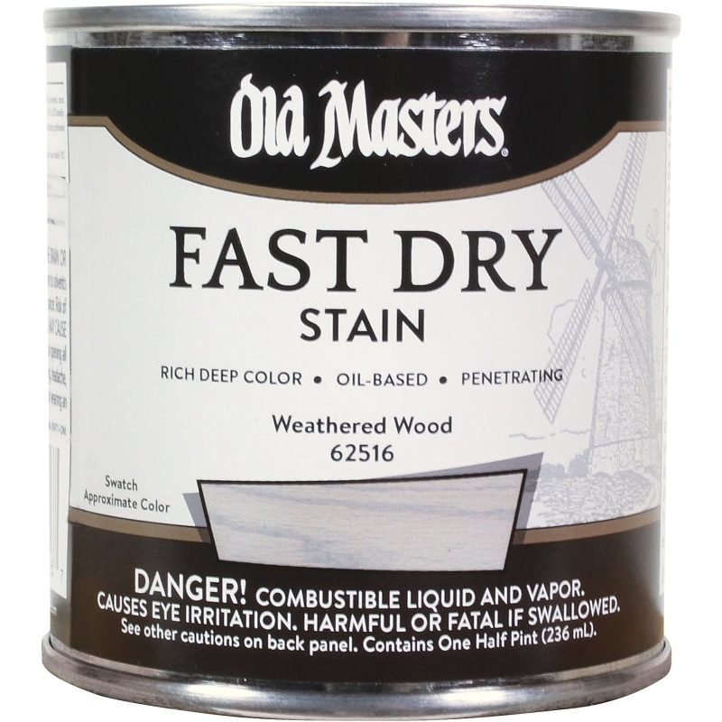 Old Masters 62516 Fast Dry Stain, Weathered Wood, Liquid, 1/2 pt
