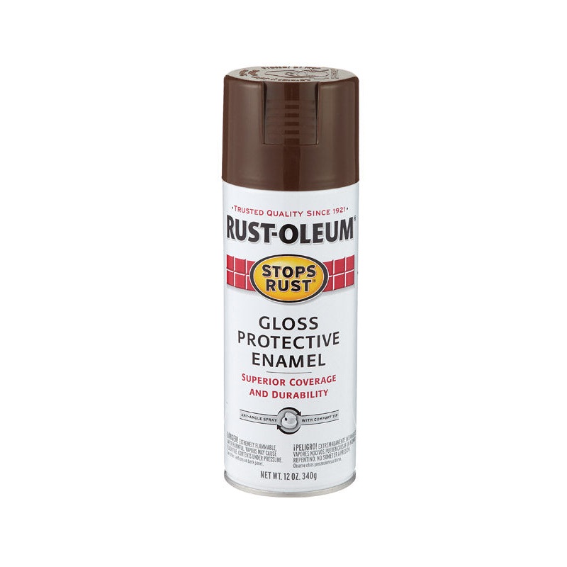 Rust-Oleum Stops Rust Leather Brown Gloss Protective Enamel Spray 12 oz.