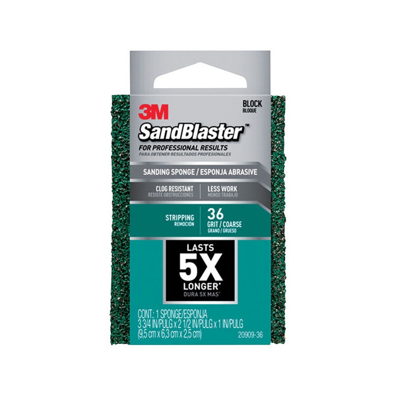 3M Sanding Sponge 4 in. W x 2-3/4 in. L Coarse 36 Grit