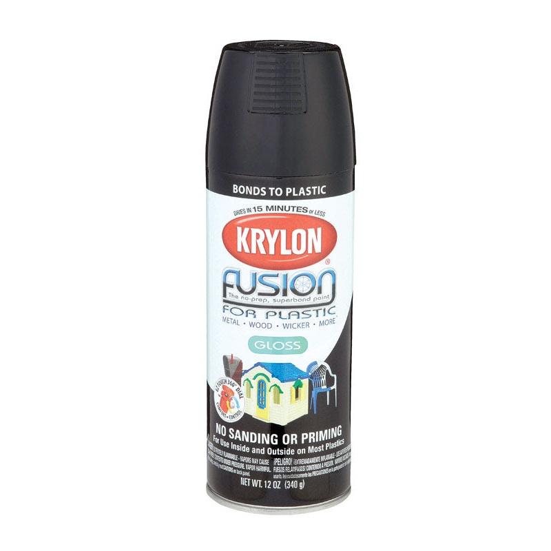 Krylon Black Gloss Fusion Spray Paint 12 oz.