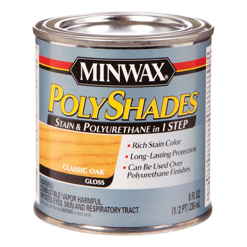 Minwax PolyShades Transparent Polyurethane Polyurethane Stain Classic Oak 1/2 pt.