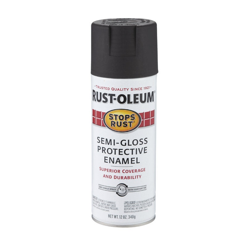 Rust-Oleum Stops Rust Black Semi-Gloss Protective Enamel Spray 12 oz.