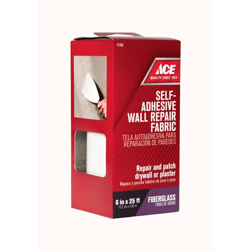 Ace 25 ft. L x 6 in. W Fiberglass Mesh Self Adhesive White Wall Repair Fabric