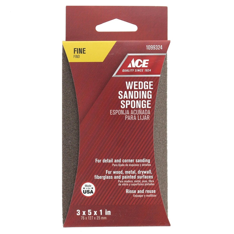 Ace Aluminum Oxide Wedge Sanding Sponge 3 in. W x 5 in. L Fine 120 Grit