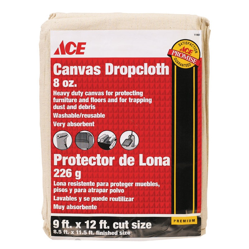 ACE Heavy Weight Canvas Drop Cloth 12 ft. L x 9 ft. W